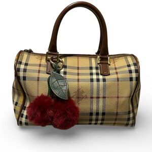 BURBERRY Vintage Haymarket Check
Canvas Boston Bag - EUC